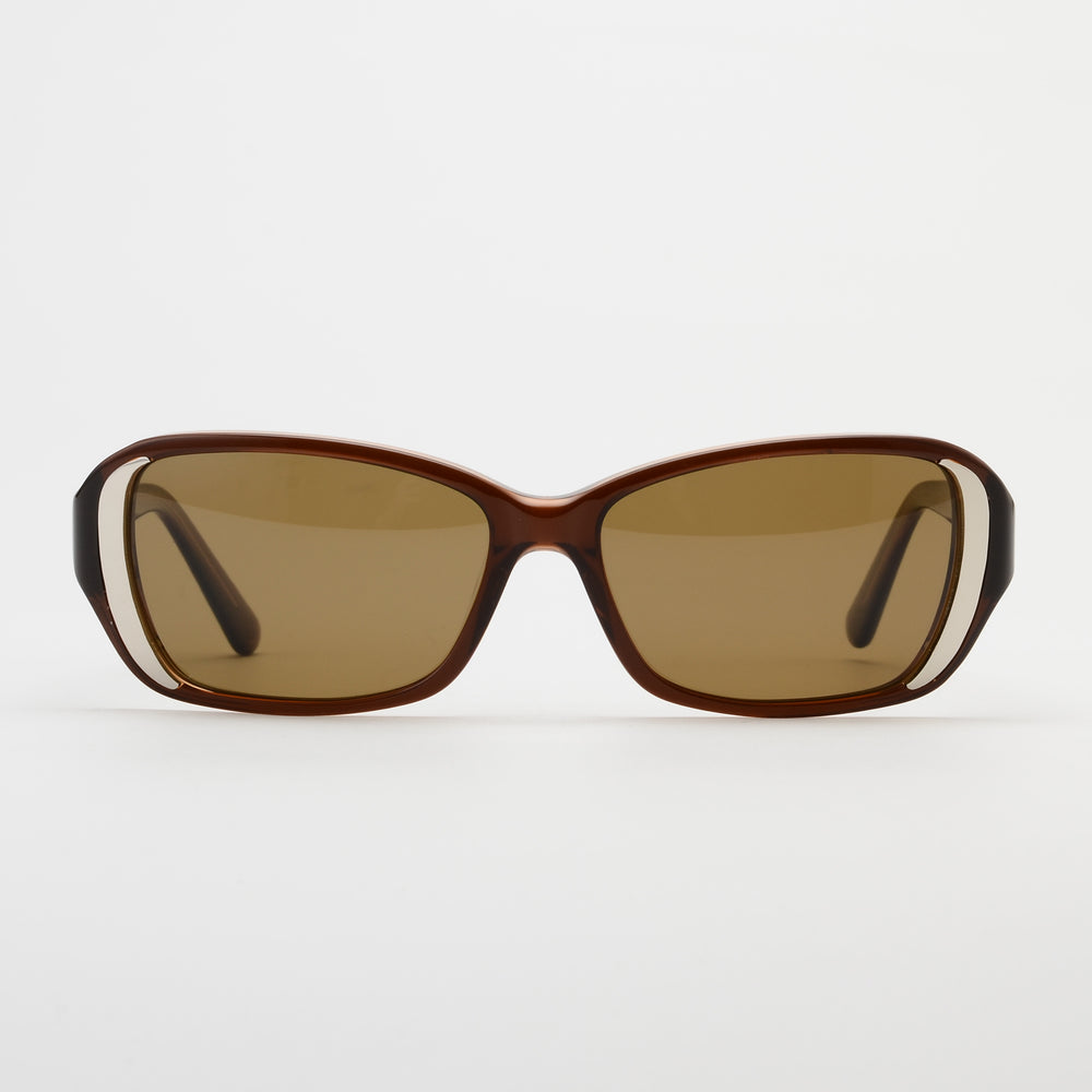 Sunglasses with brown frame and lenses on a white background