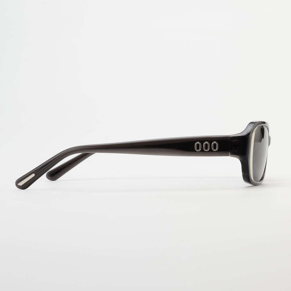 Black sunglasses with a thin frame on a white background