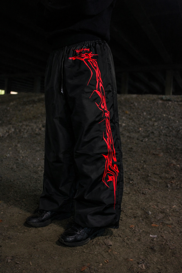 Grey Tribs tribal track pants front view by Atelier mo6 – Dream Unit Amsterdam