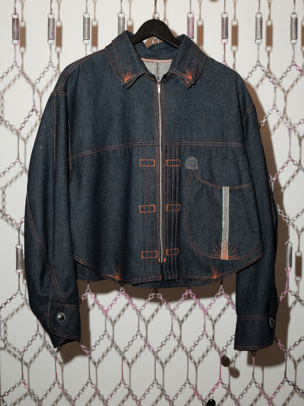 Steiny B Denim Jacket – front view – by Seeing Red – Dream Unit Amsterdam