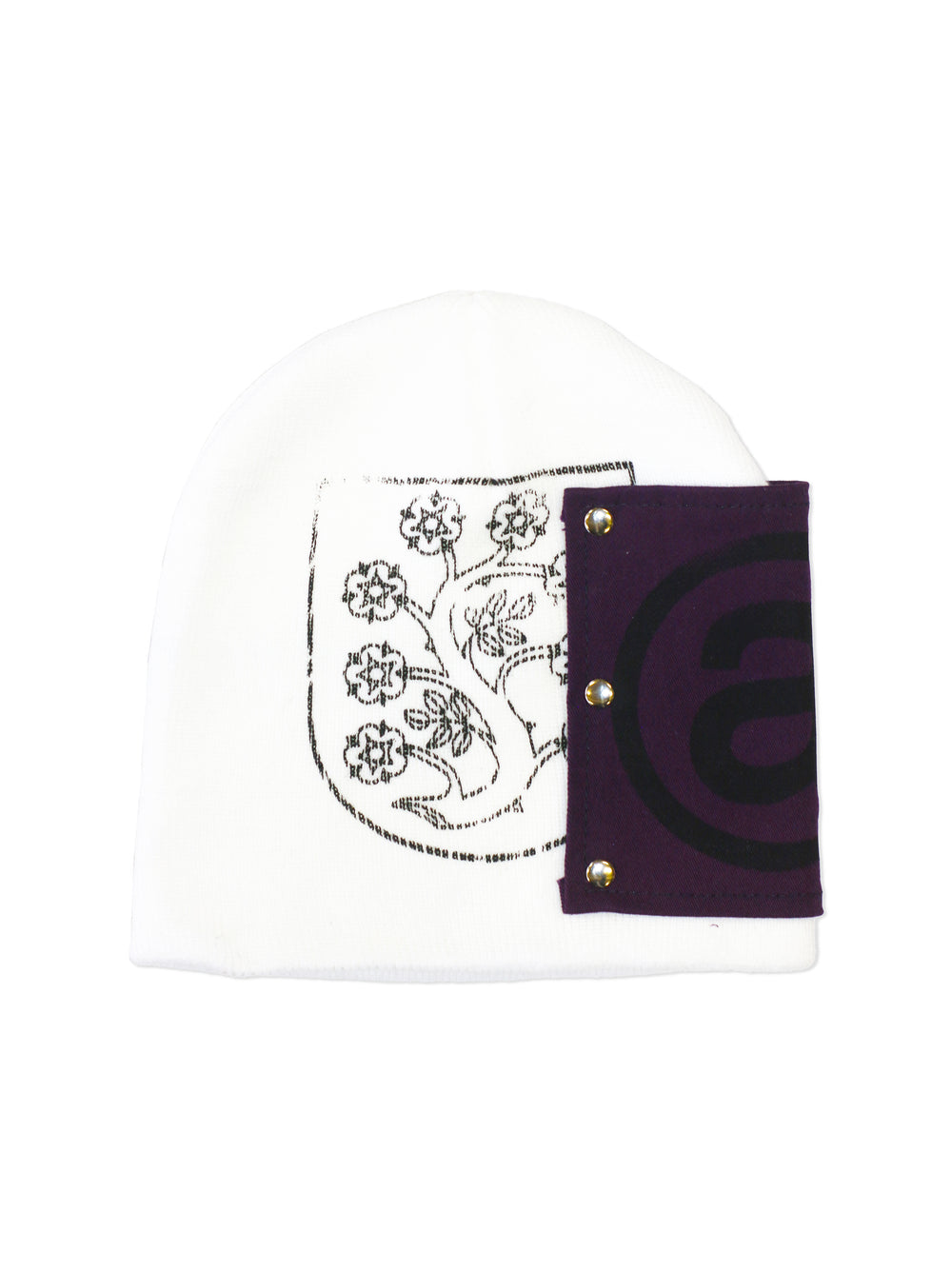 Embroidered fabric with floral patterns on a white background