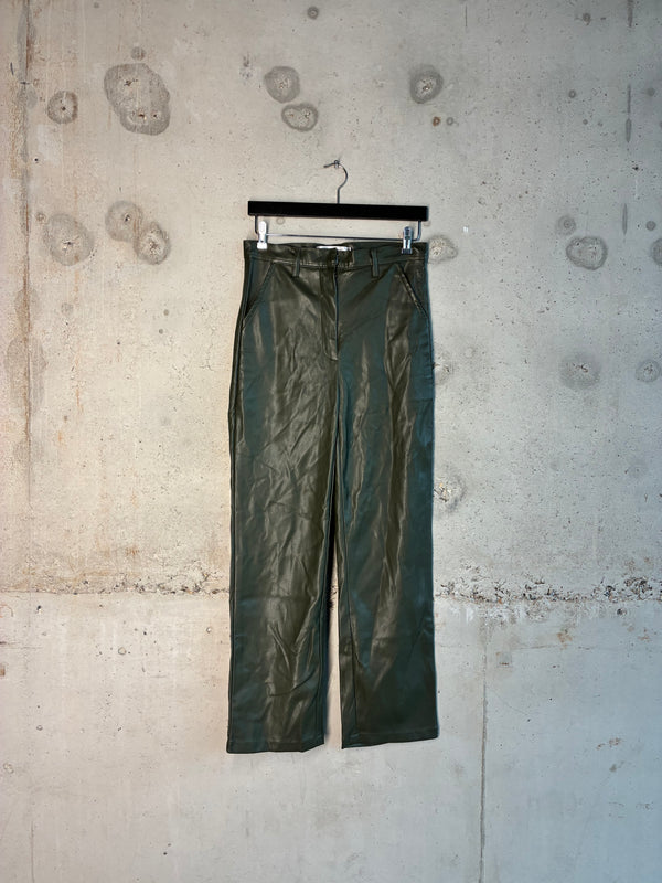 Tellavision Desire Leather Pants Green – front view – Dream Unit Amsterdam
