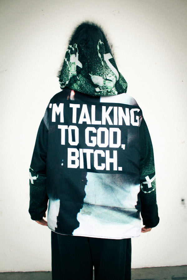 I’M TALKING TO GOD Jacket MW015 – front view – by Magnolia – Dream Unit Amsterdam