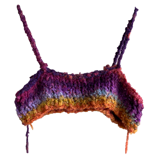 Handmade wool knitwear bralette by Mondo Trasho — product view