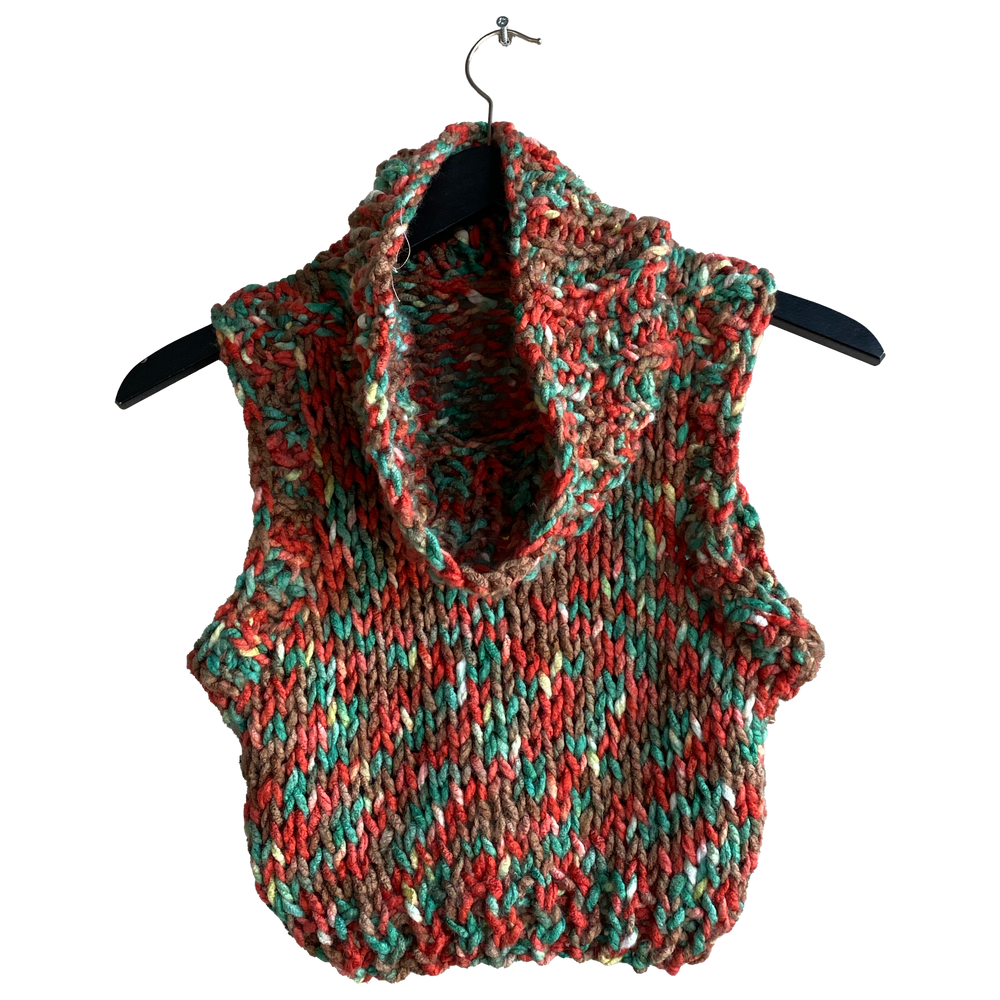 Multicolour turtle-neck knitted vest by Mondo Trasho — product view