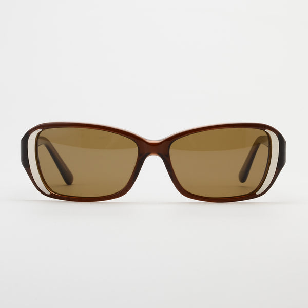 Sunglasses with brown frame and lenses on a white background