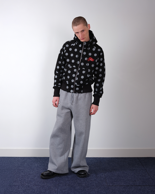 La Fam black polka dot zip hoodie with red embroidered logo at Dream Unit Amsterdam