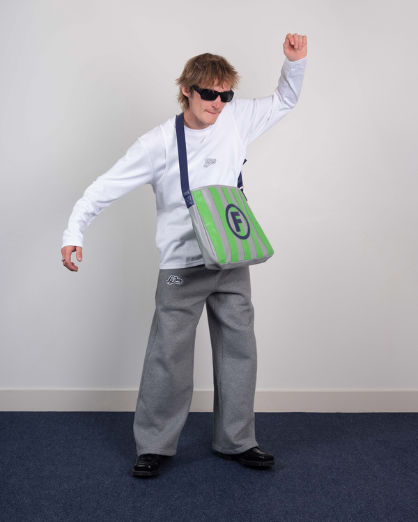 La Fam Sidekick Messenger Bag blue grey at Dream Unit Amsterdam