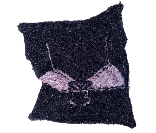 Knitted top in black with pink bra design 