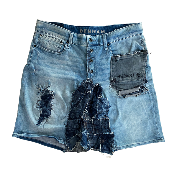 Upcycled denim jorts by Humble Hustle — product view