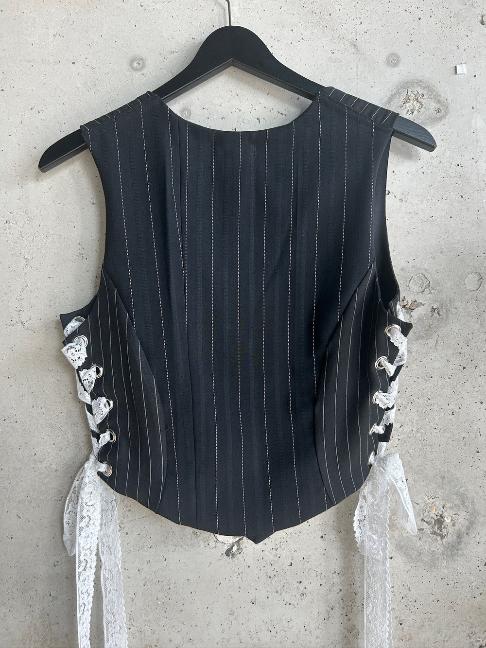The Sexretary Corset grey by Gloria Jane Royer — back view