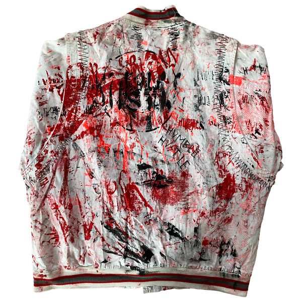 Upcycled jacket by Humble Hustle — back view