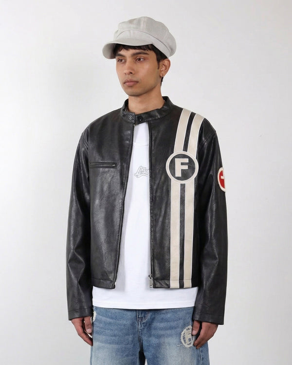 La Fam F Circle Motor Jacket Black vegan leather at Dream Unit Amsterdam
