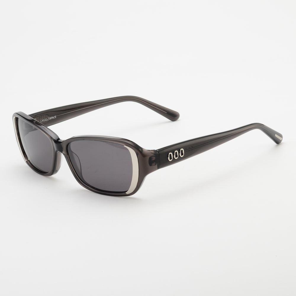 Sunglasses with dark frames and lenses on a white background