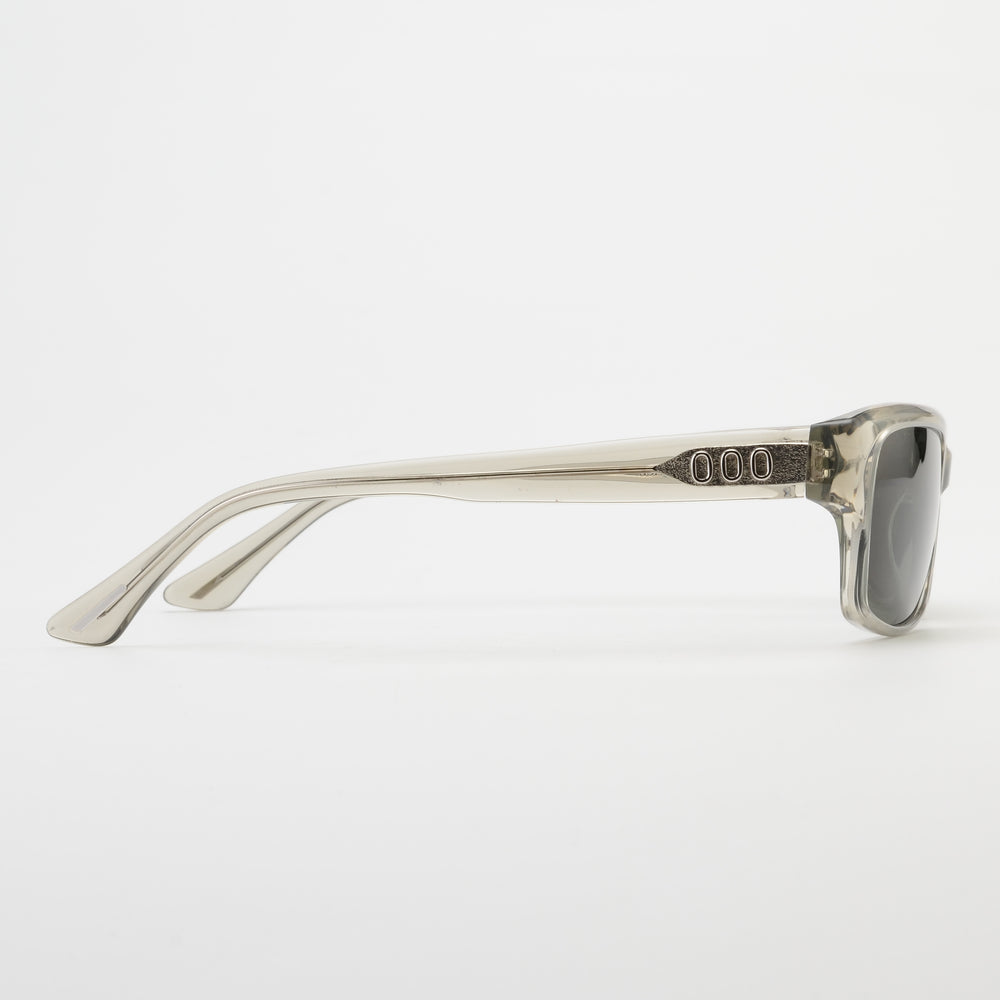 Sunglasses with a reflective surface on a white background