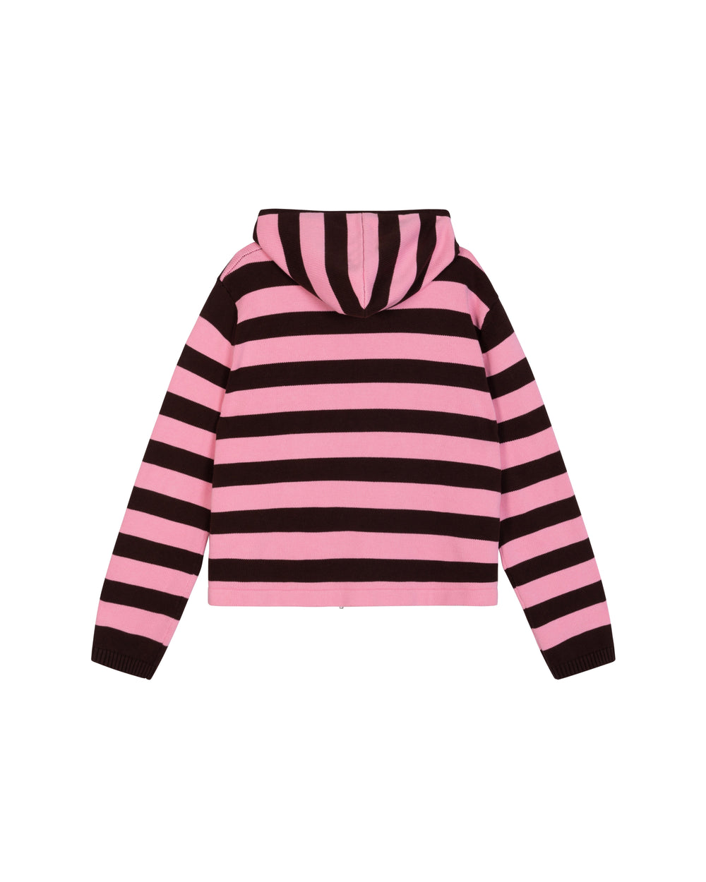 La Fam Knit Striped Zip Hoodie - Pink/Brown