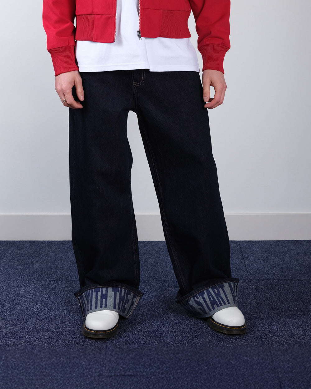 La Fam Denim Slogan Jeans - Navy