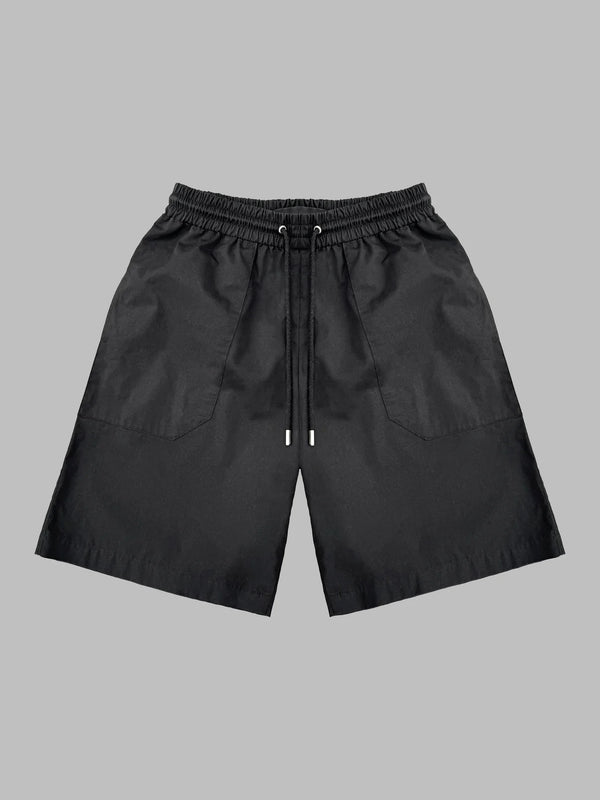 °Lace-up/ — patch pocket shorts – front view – by °A-C/ – Dream Unit Amsterdam