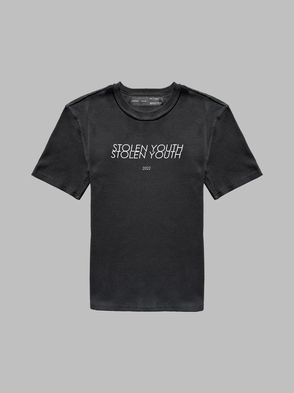 °SY/ — rib printed t-shirt – front view – by °A-C/ – Dream Unit Amsterdam