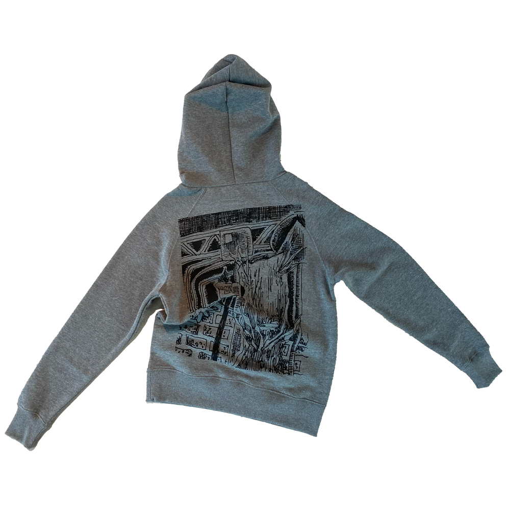 Ryan Hawaii grey graphic hoodie — back view