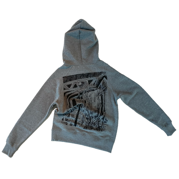 Ryan Hawaii grey graphic hoodie — back view
