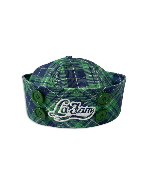 La Fam checkered green sailor cap at Dream Unit Amsterdam