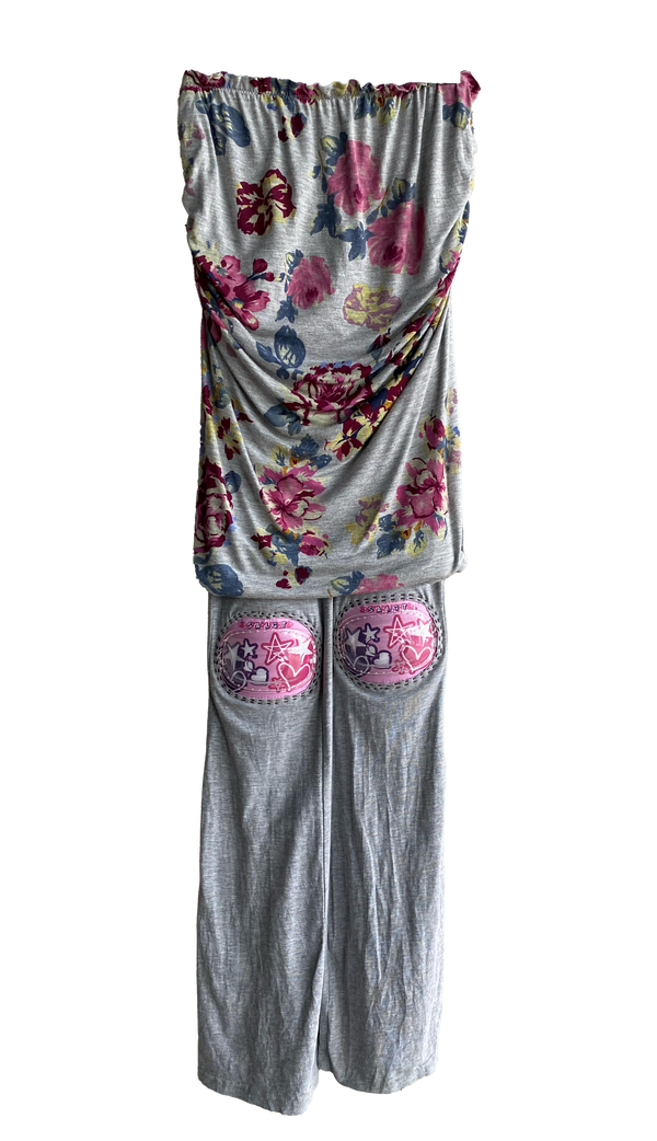 Grey and pink Patella Leggings by Sorcerer — front view