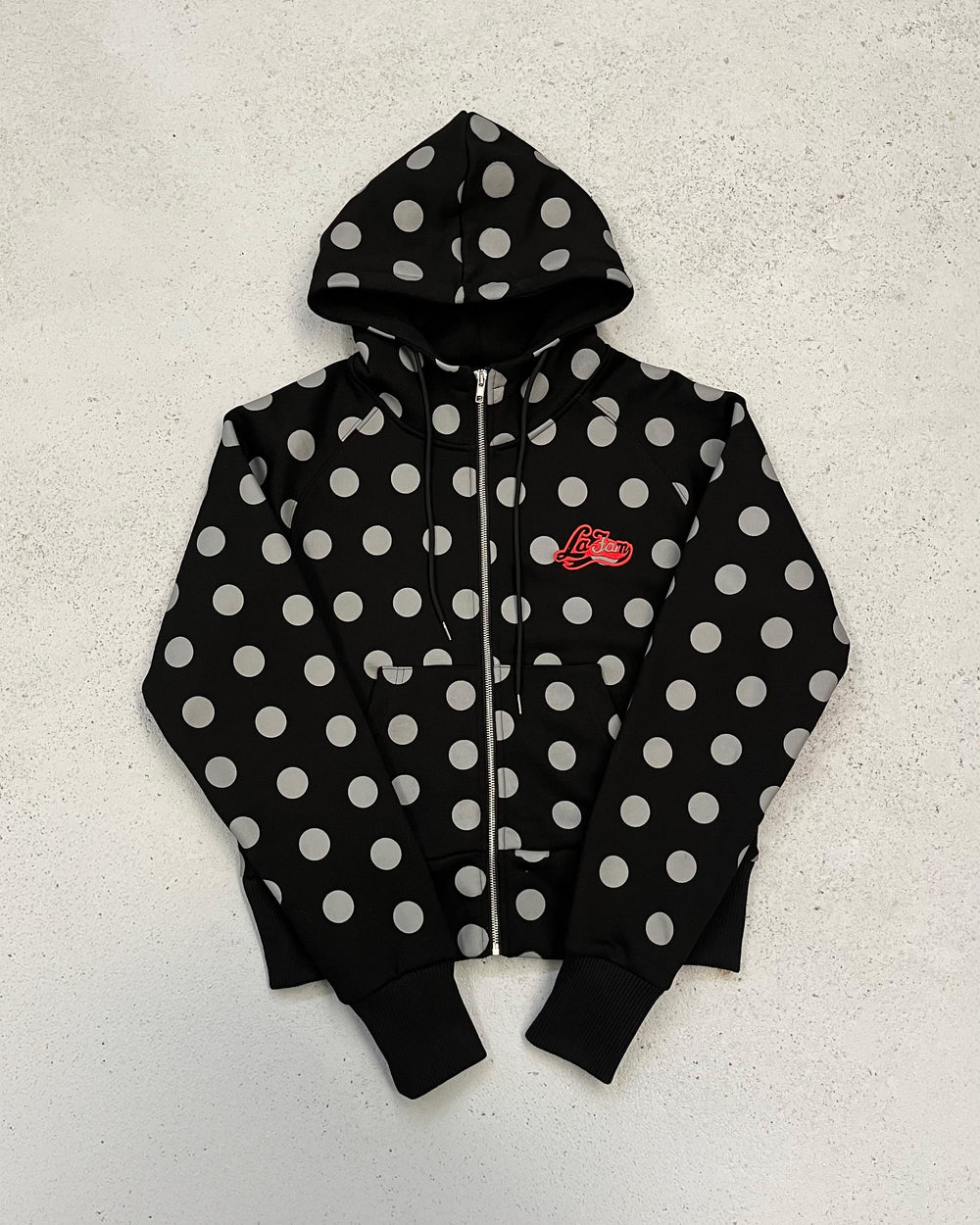 La Fam Polka Dot Zip Hoodie - Black